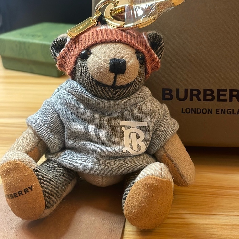 Burberry Thomas Bear TB Logo Sweater Hat Cashmere Bag Charm Keychain NIB